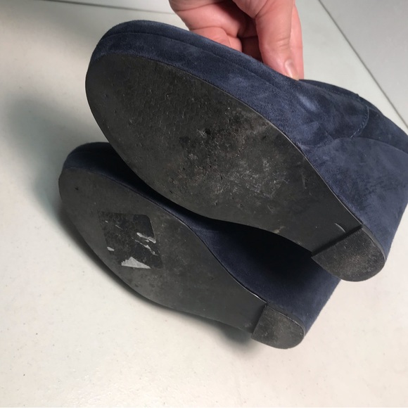 TROUVÉ | Blue Suede Platform Wedge Booties Size 7M - Picture 7 of 9